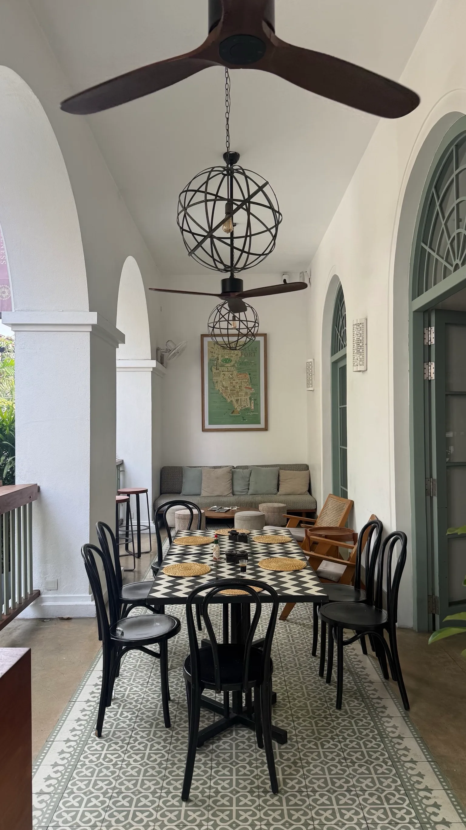 Stylish dining area with vintage decor