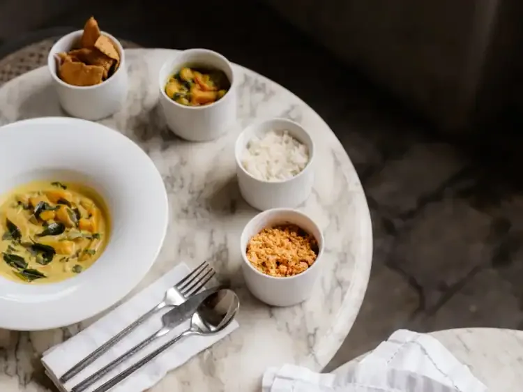 Delicious meal on a marble table
