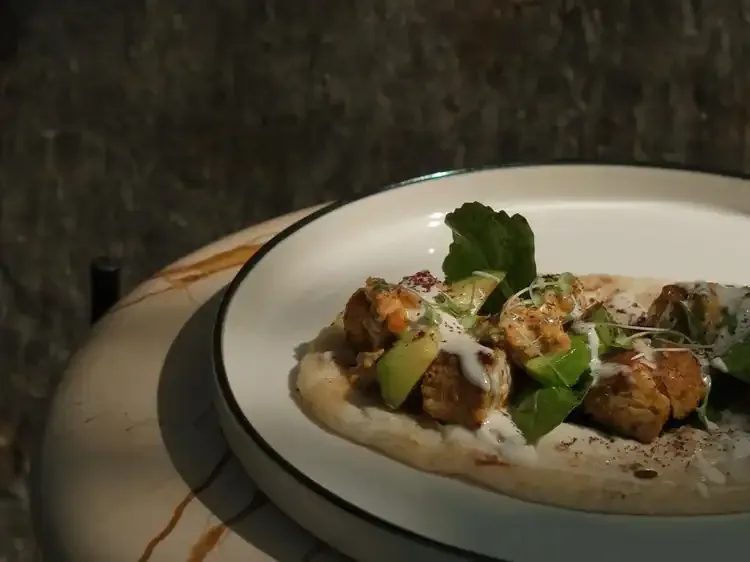 Delicious chicken wrap with fresh toppings