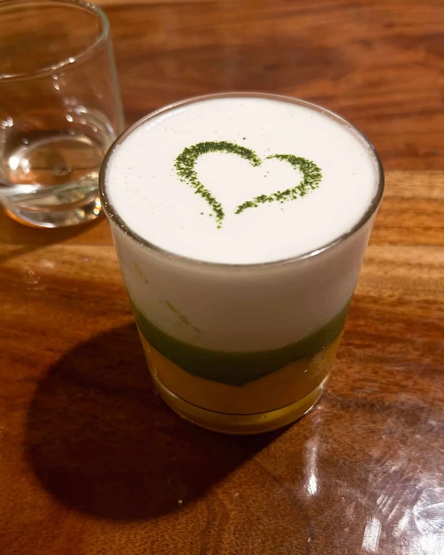 Layered drink with heart design