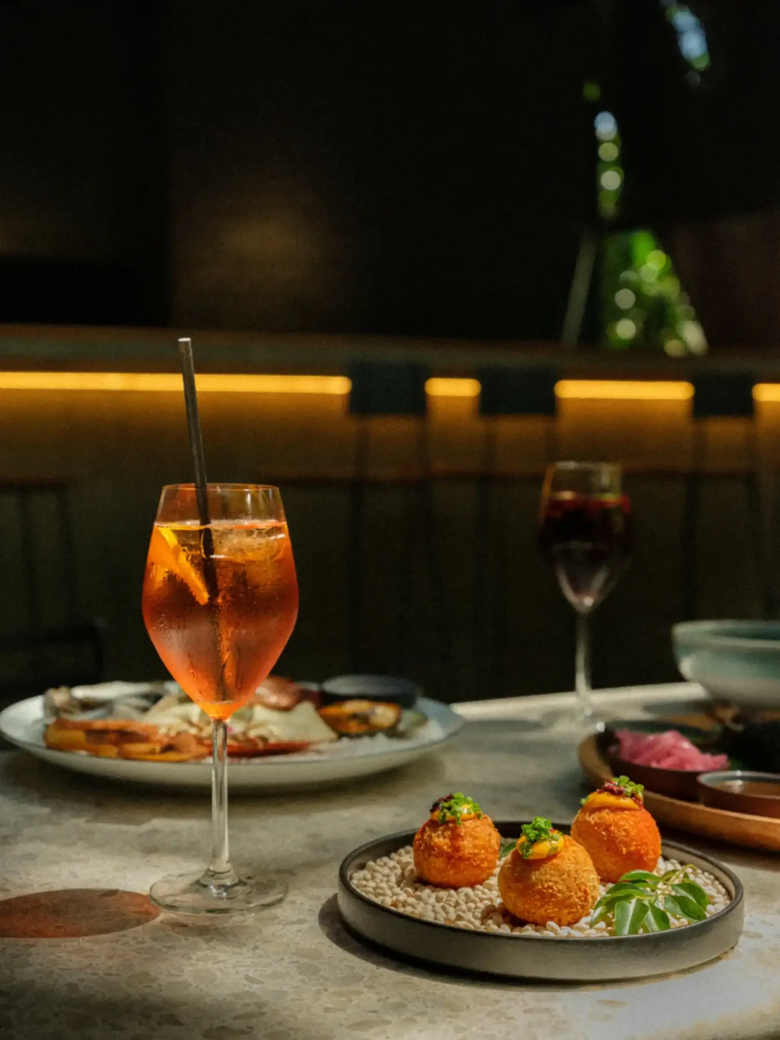Elegant dining with drinks and appetisers