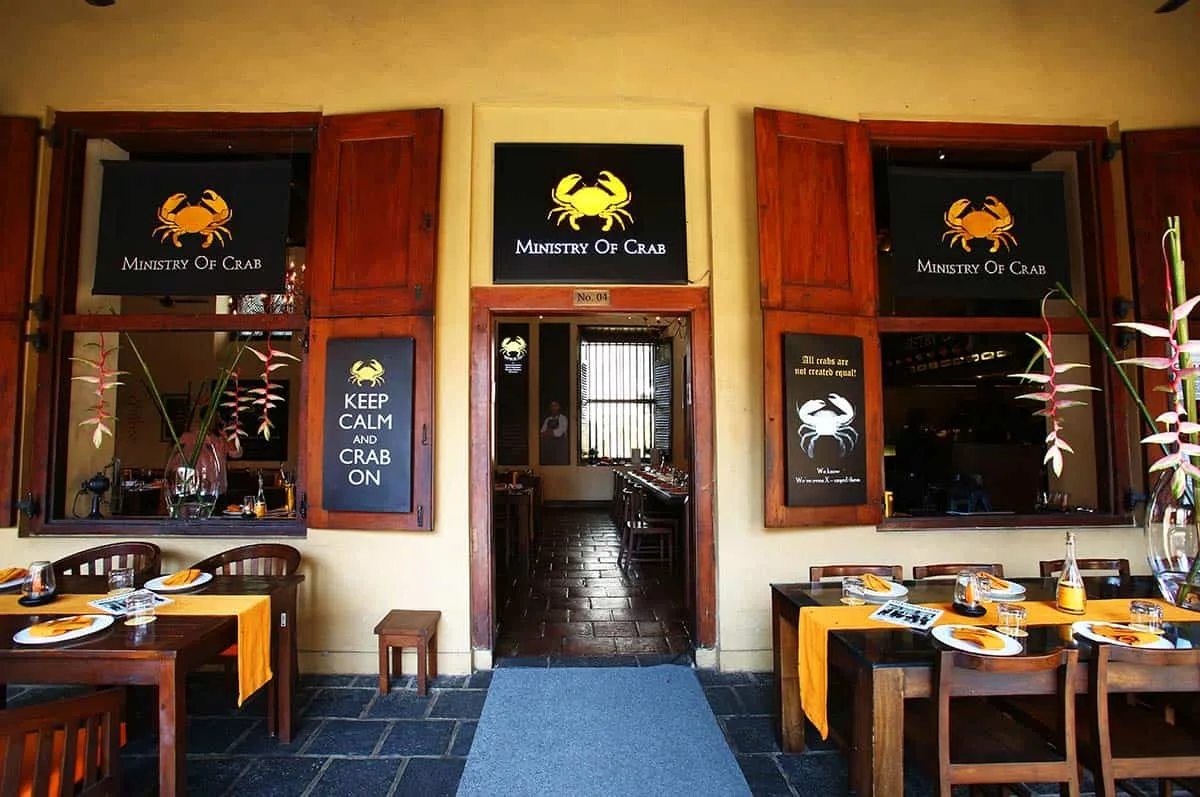 Restaurant entrance with crab theme