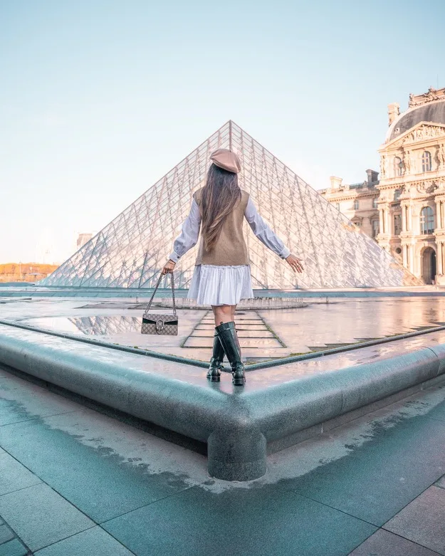 The Louvre Museum pyramid in Paris